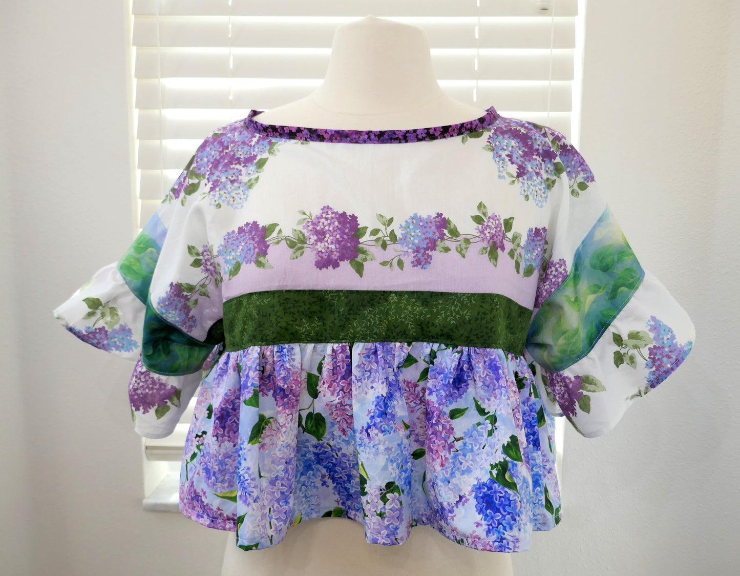 Purple and Green Floral Boxy Blouse